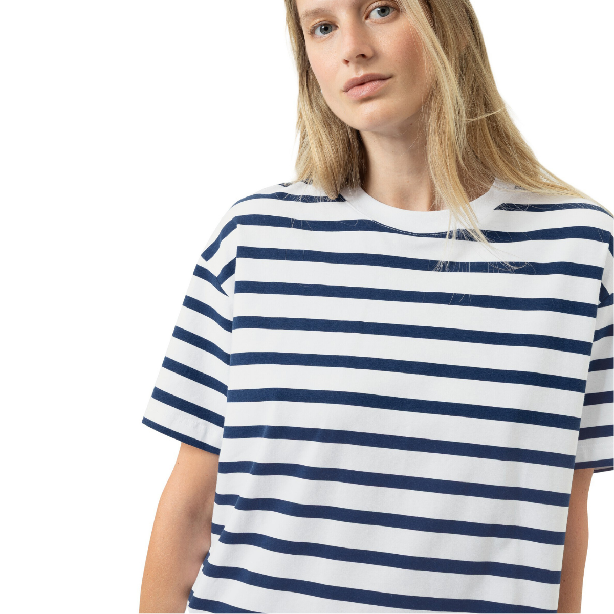 Mey Breezy Stripes t-shirt, hvid - 1210124 - 1768 - Blue Zodiac