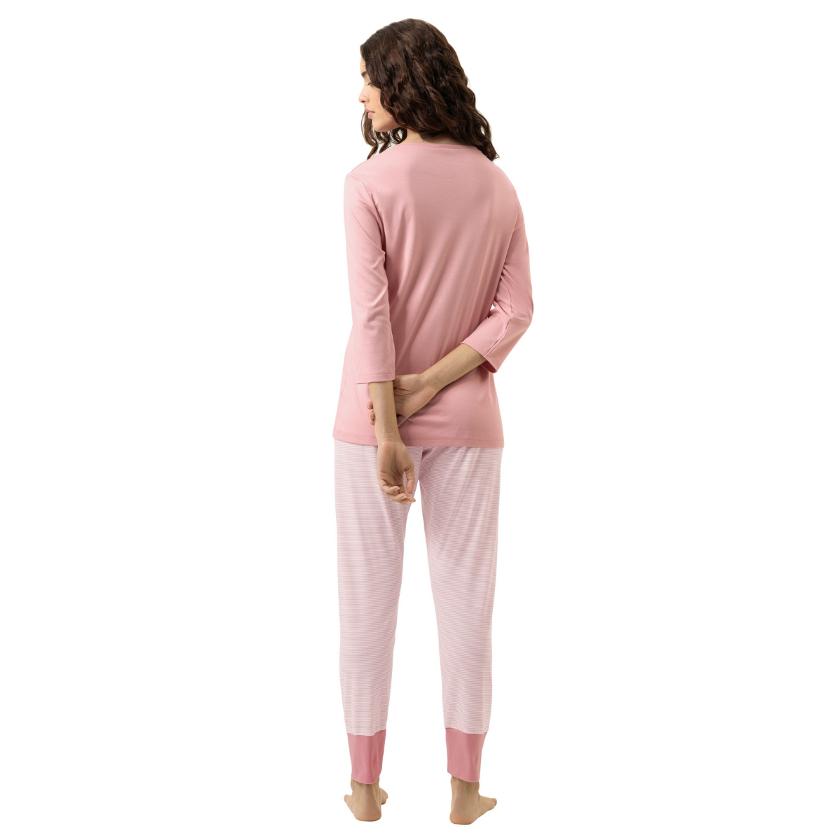 Mey Simple Stripes pyjamas, lyserød - 1240112 - 1114 - Bridal Rose