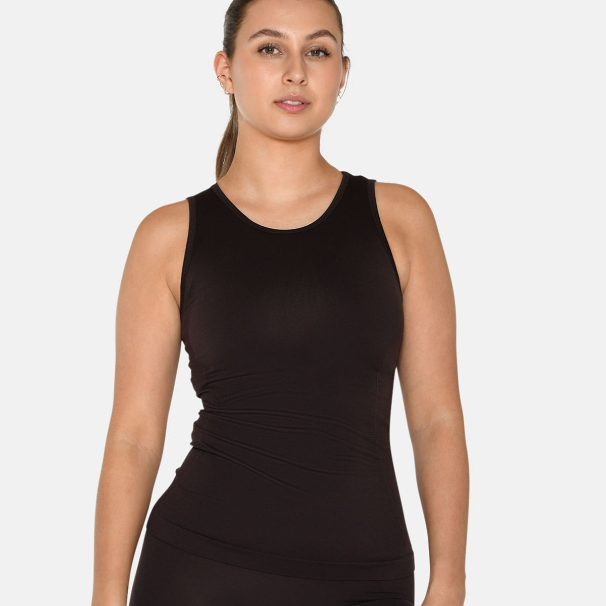 Zebdia Women Seamless tank - Black Coffee - 35015-8003