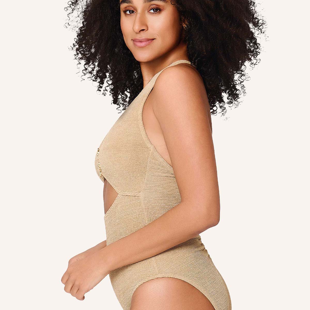 LingaDore A Touch of Gold Shine badedragt uden bøjle, beige - 8216SS - 352 - Gold Beige