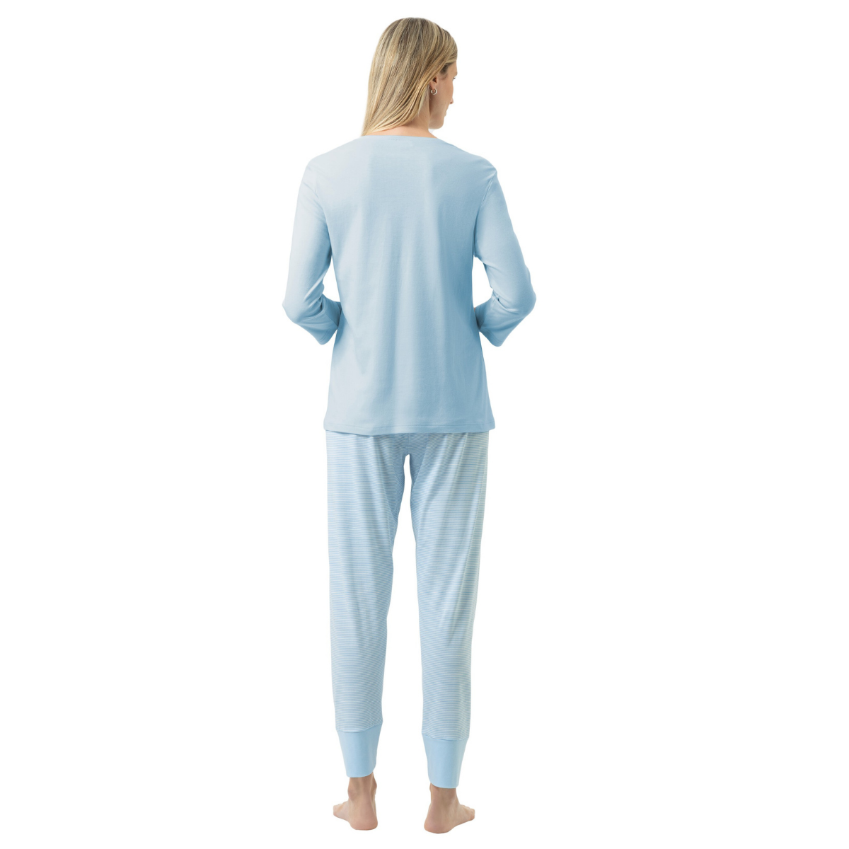 Mey Simple Stripes pyjamas, lyseblå - 1240112 - 1113 - Alice Blue