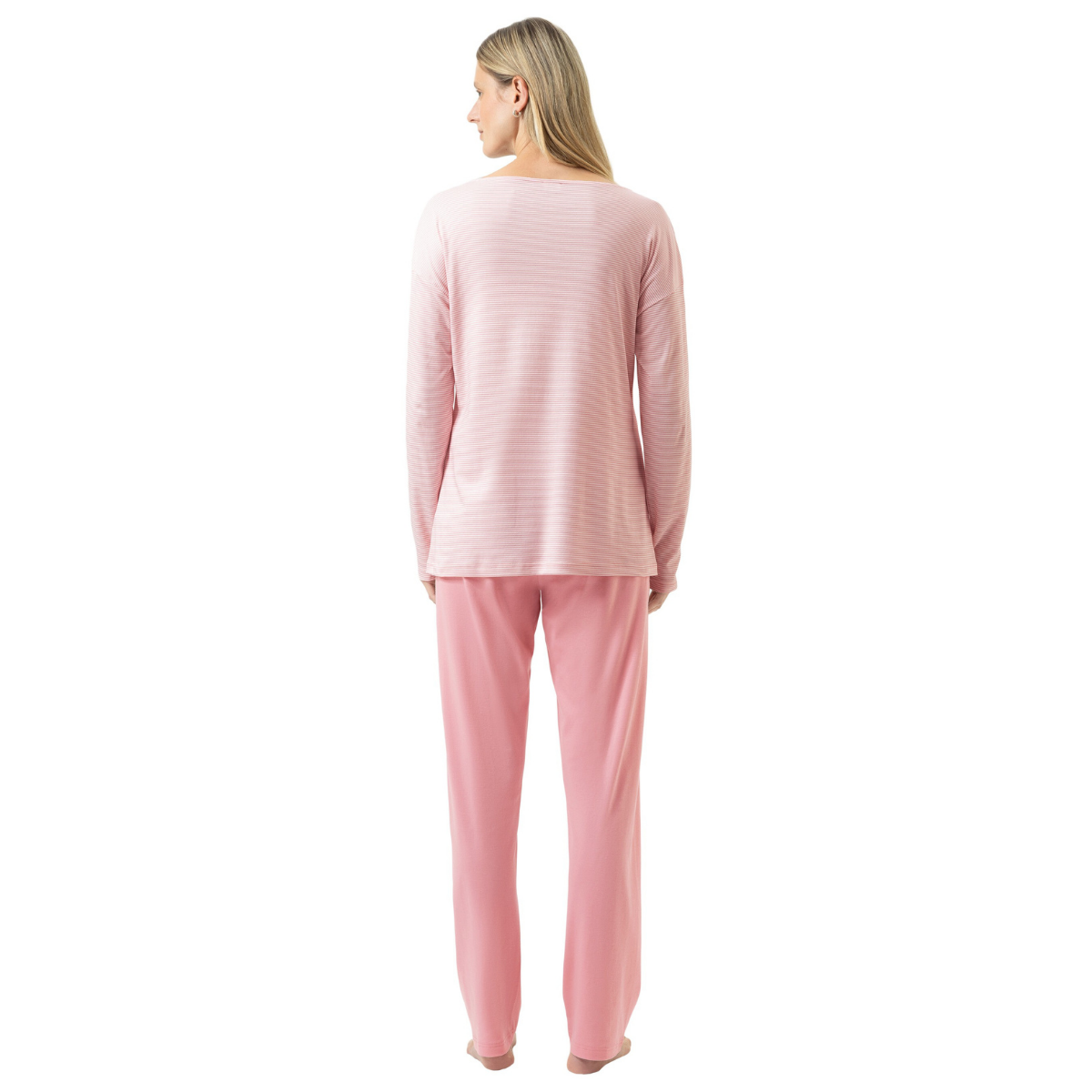 Mey Simple Stripes pyjamas, lyserød - 1240113 - 1114 - Bridal Rose