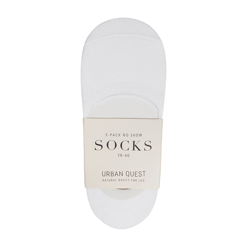 Urban Quest 5-Pack Women Bamboo No Show - White - 1432-1000