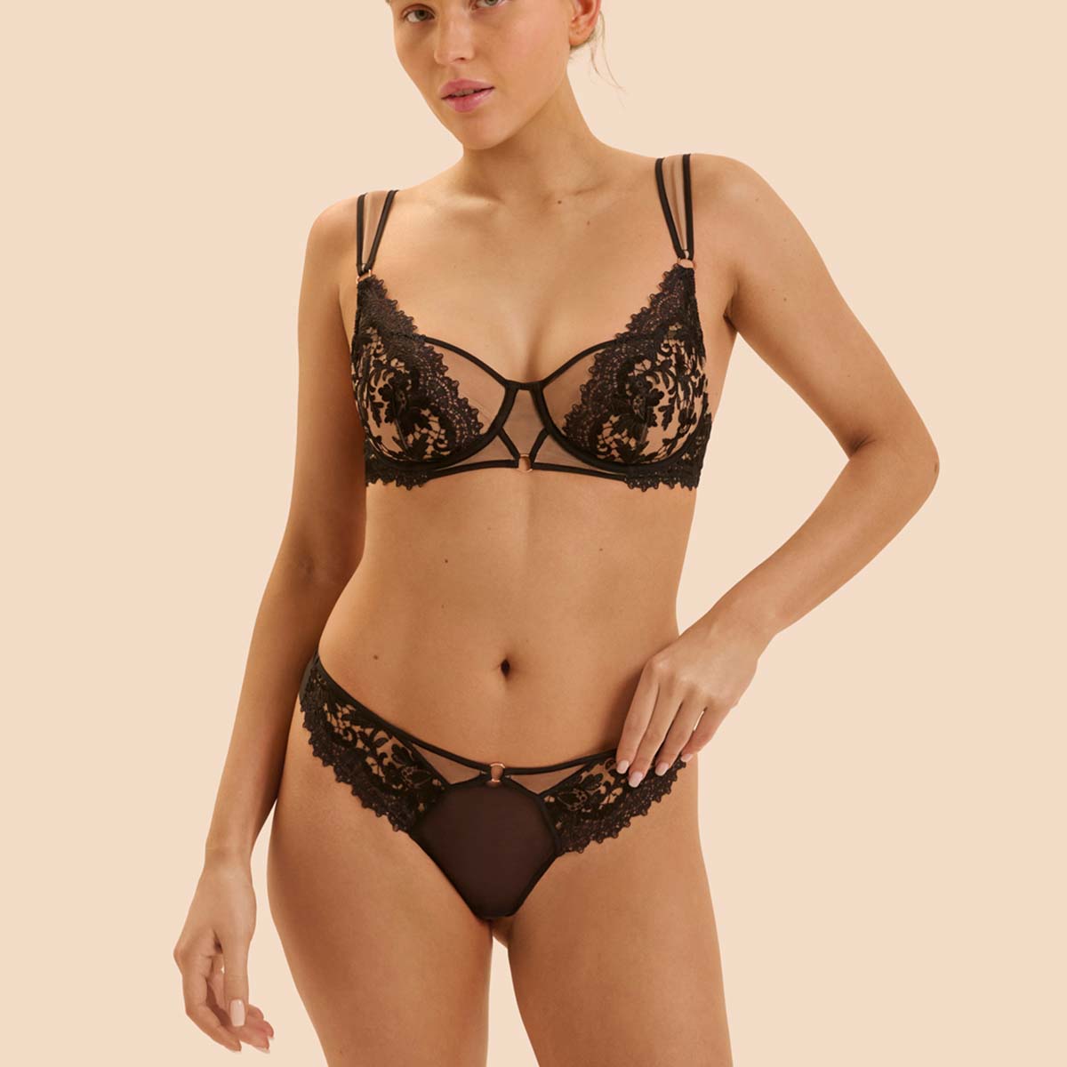 Simone Pérèle Fantasme tanga trusse, sort - 1I3710 - 024 - Light Tattoo