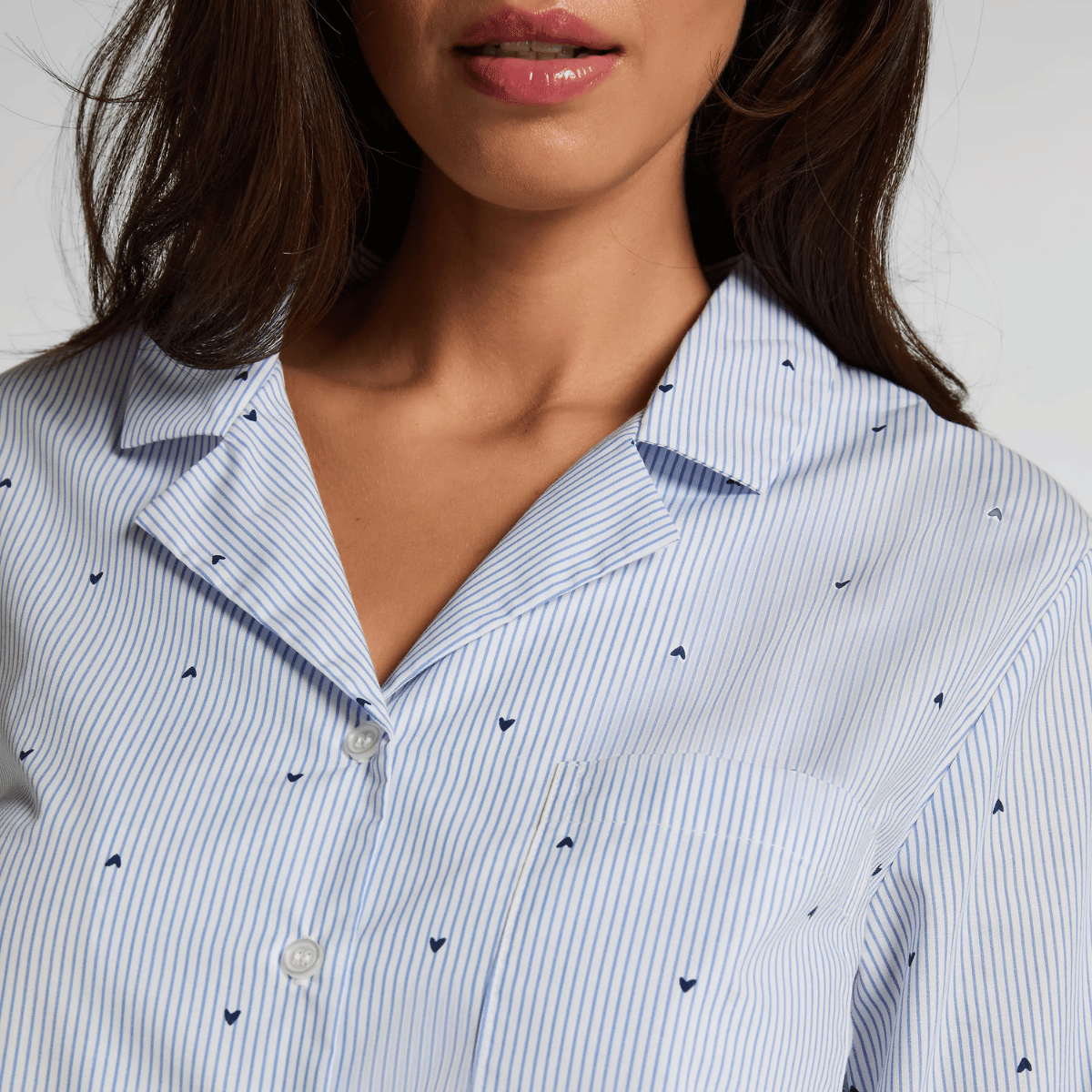 Hunkemöller natskjorte, blå - 304584 - CORNFLOWER BLUE - Cornflower Blue