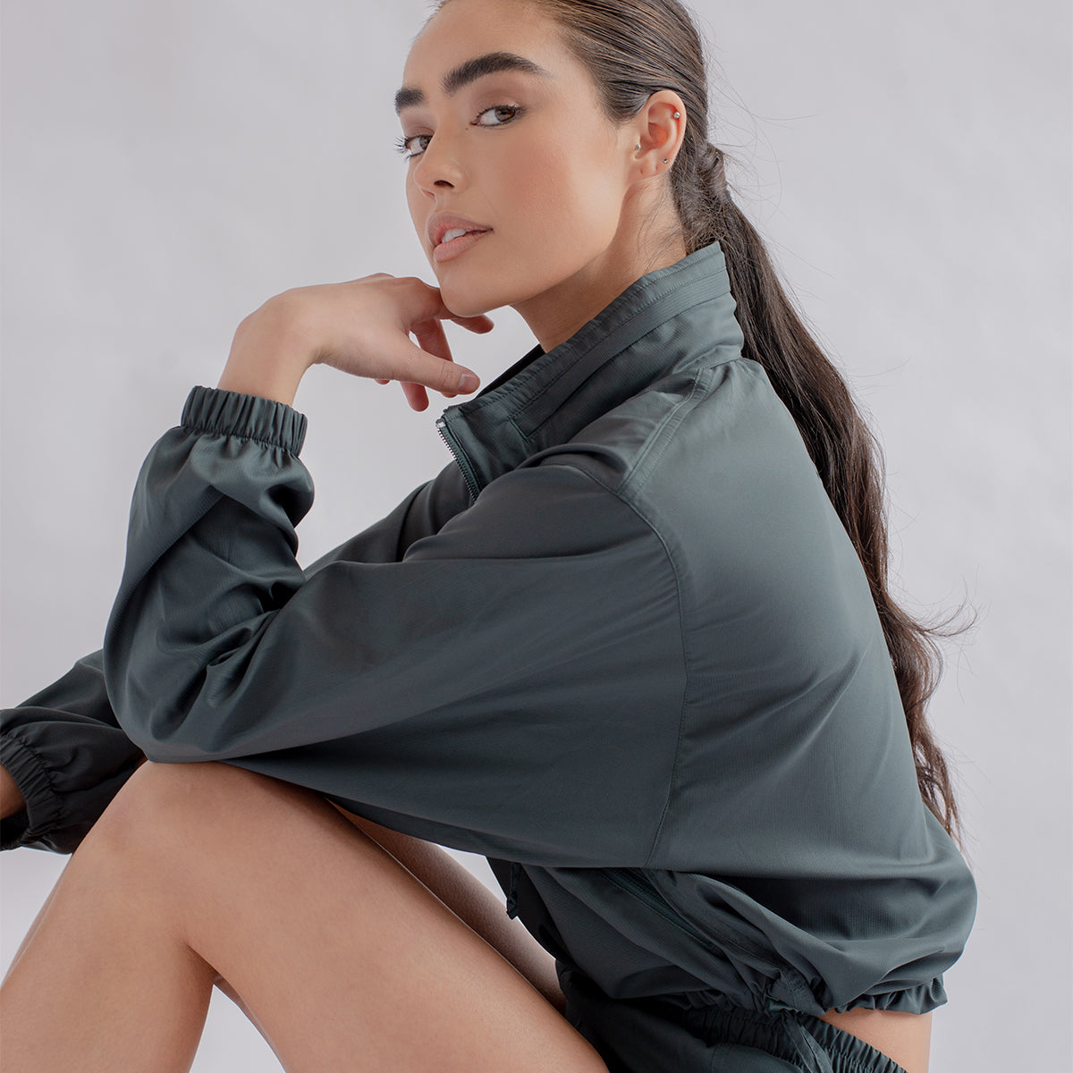 Girlfriend Collective Hummingbird Half Zip - Moss - 6006-MOSS