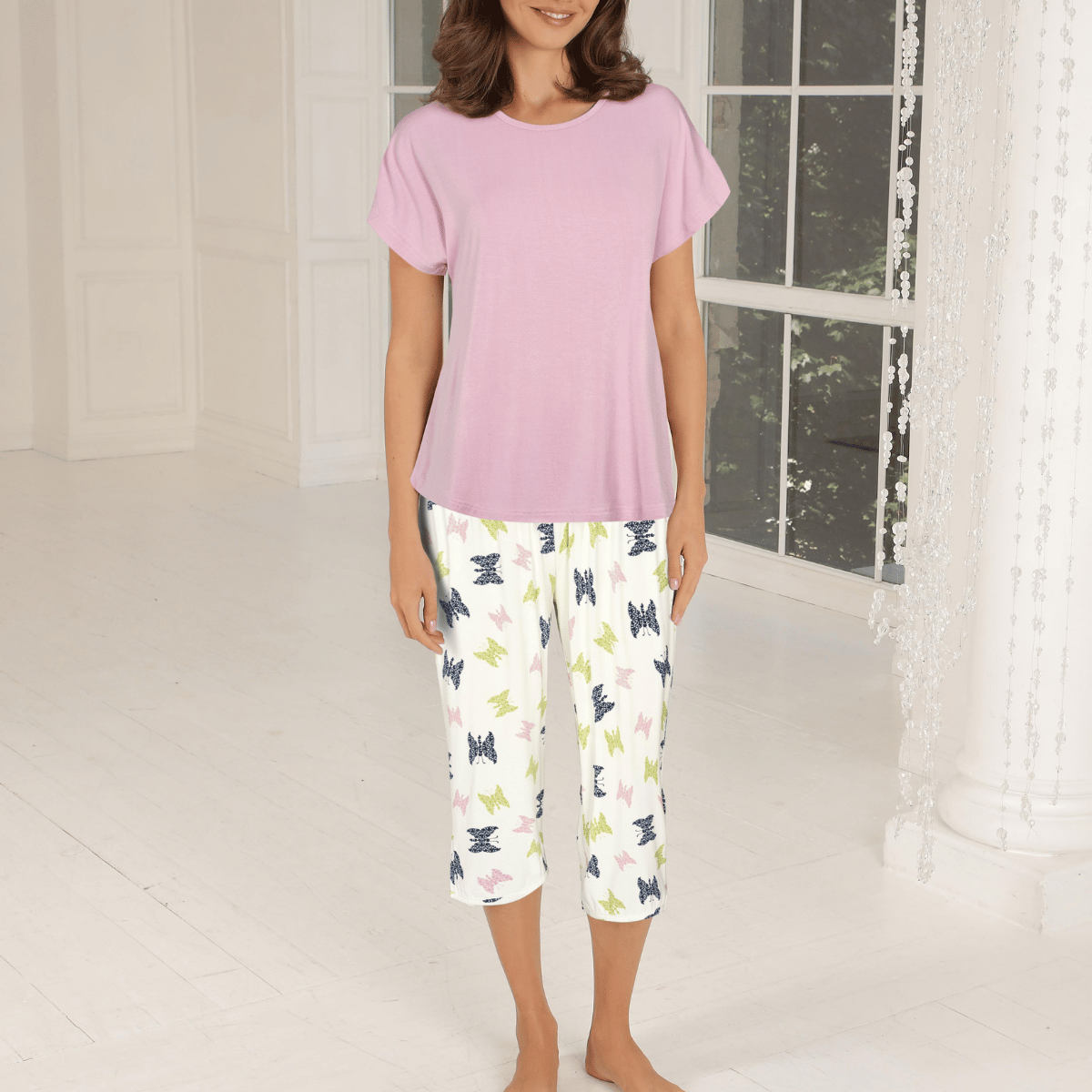 Lady Avenue Bamboo pyjamas, lyserød - 62-415 - 670 - Botanic Butterfly