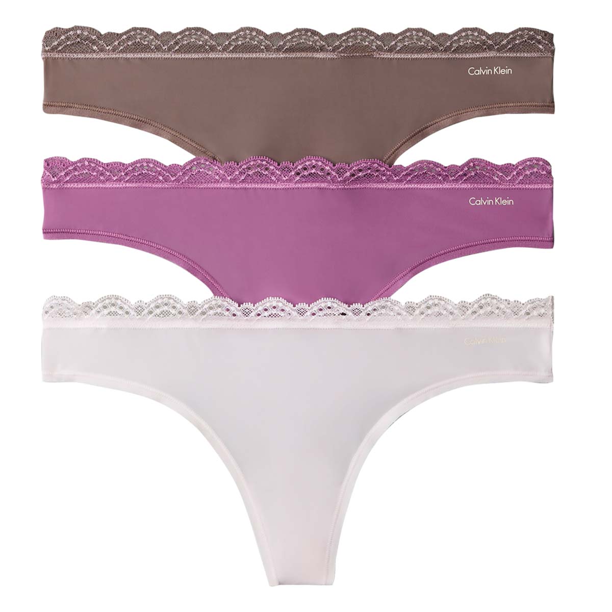 Calvin Klein Microfiber Stretch 3-pak g-streng, multi - LV00QD5300 - I0O - Iron/ Crystal Blush/ Dusty Orchid