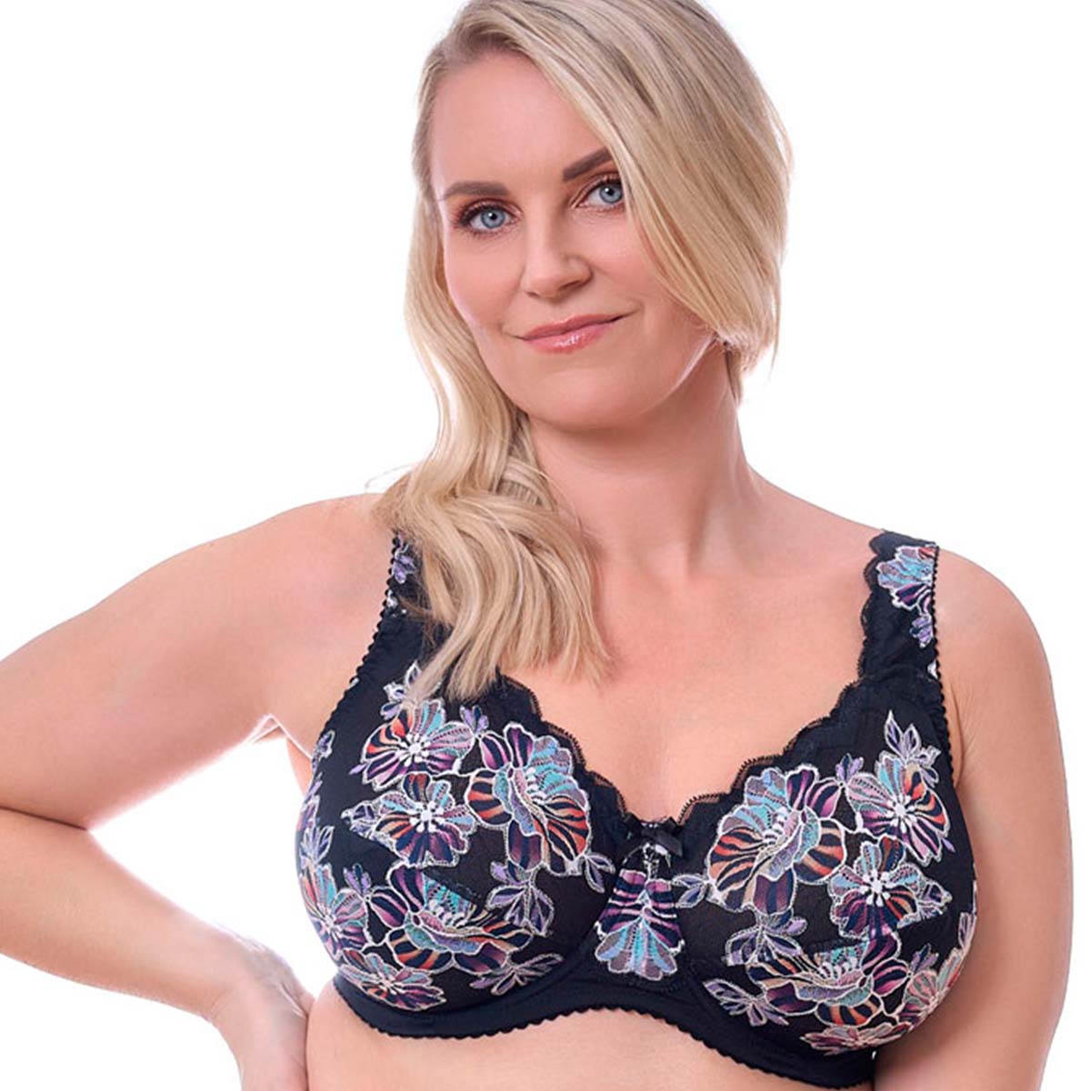 Plaisir Beate Blossom BH med bøjle, sort - 619435 - 38 - Blossom