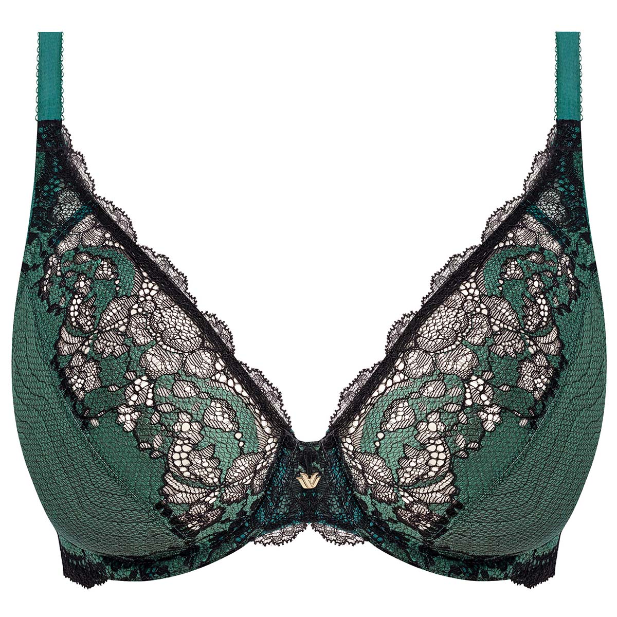 Wacoal Modern Affair plunge BH, grøn - WA855481 - 340 - Silver Pine/black