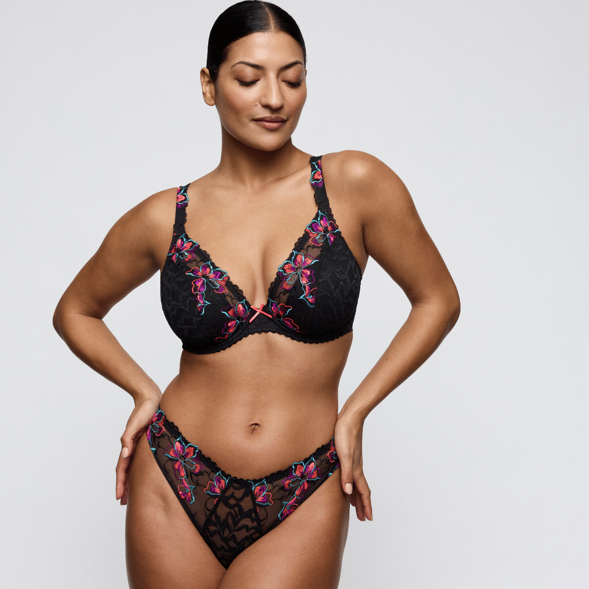 PrimaDonna Miyara plunge BH, sort - 0163622 - FLE - Floral Eclipse